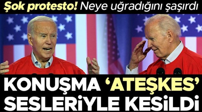 Biden'ı şoke eden Gazze protestosu! Konuşması ateşkes sesleriyle kesildi